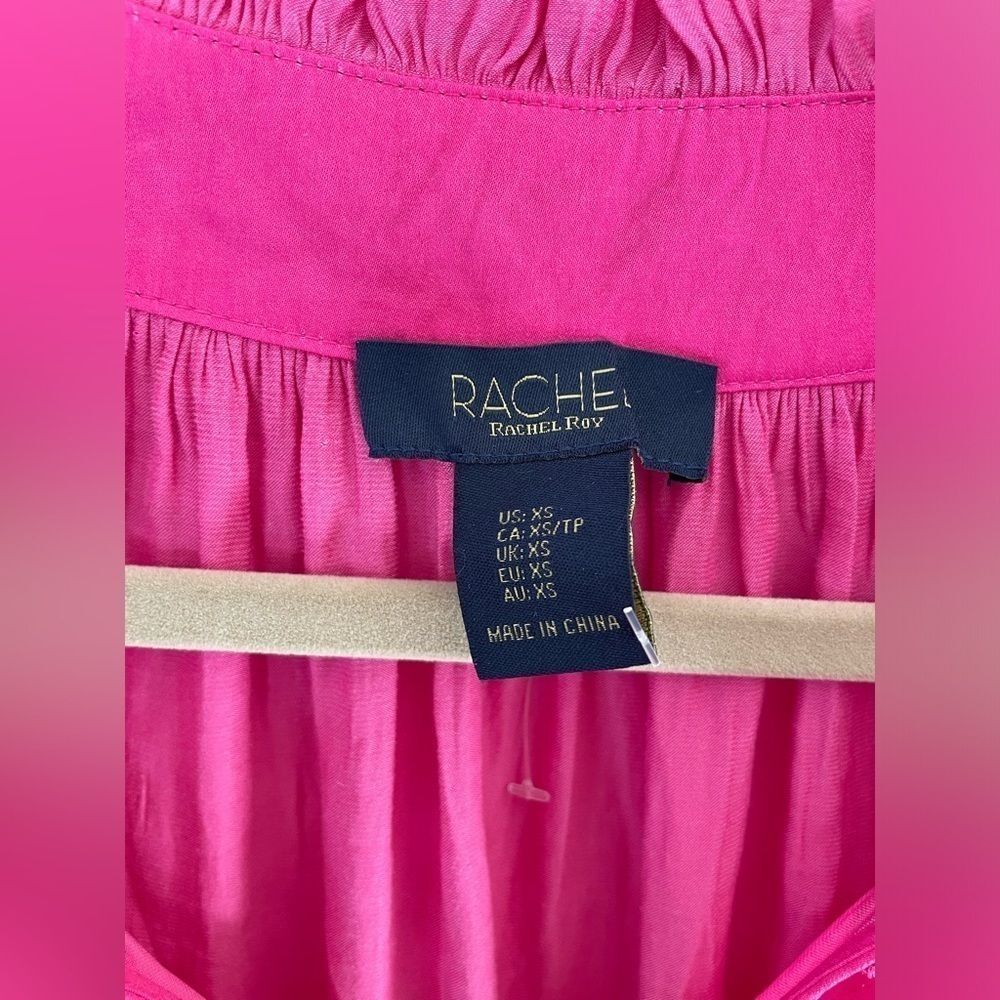 Rachel Zoe Fuchsia blouse with tie neck size XS NWOT - Picture 4 of 8